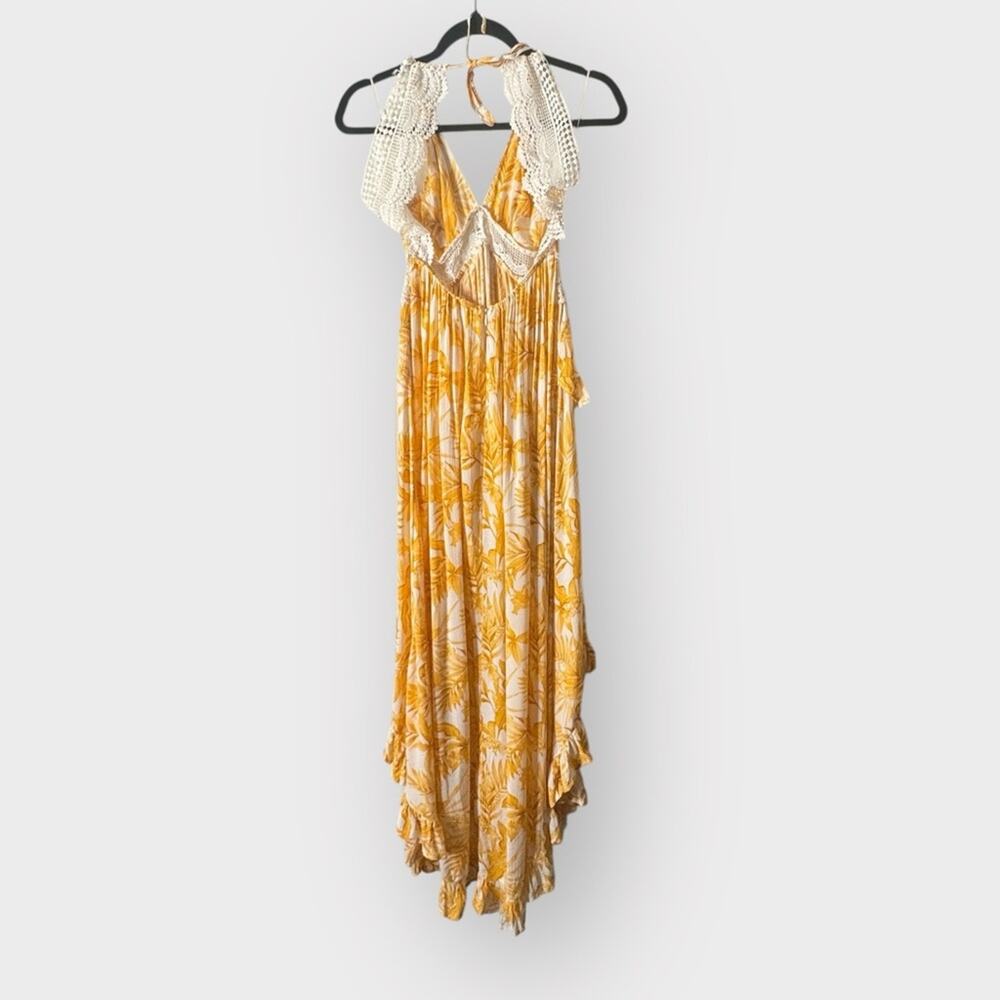 Luxxel floral wrap front maxi dress withhcrochet accent, size small - Picture 8 of 9